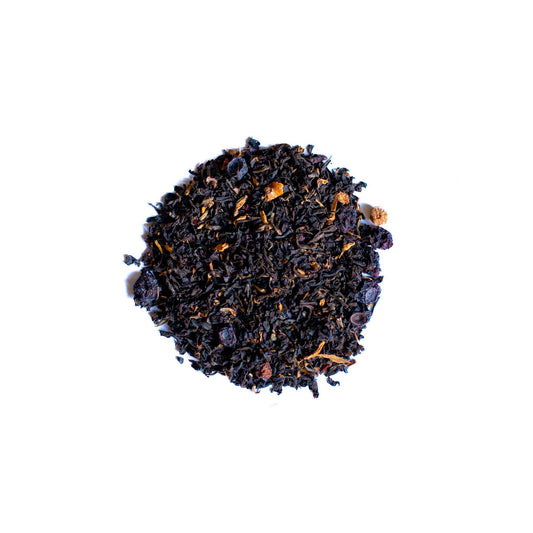 Round mound of Black Bear Tea loose leaf black tea blend.